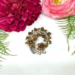 VINTAGE⚜️Golden Crystal Spiral Cluster Brooch